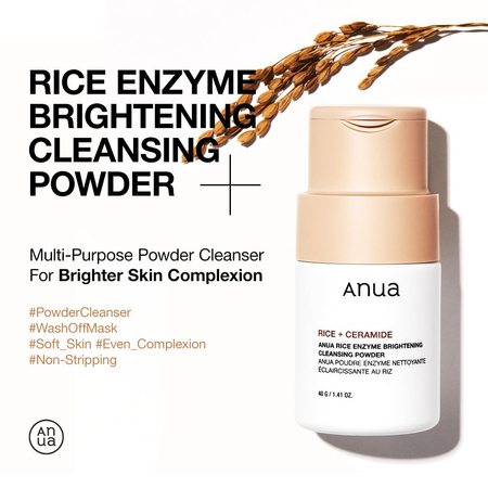 ANUA - Rice Enzyme Brightening Cleansing Powder, 40g - peelingujący puder oczyszczający