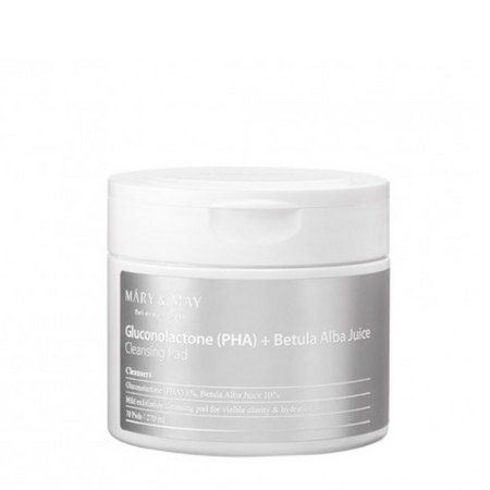 Mary&May - Gluconolactone (PHA)+Betula Alba Juice Cleansing Pad - Dwufunkcyjne Płatki Peelingująco-oczyszczające (70 szt)