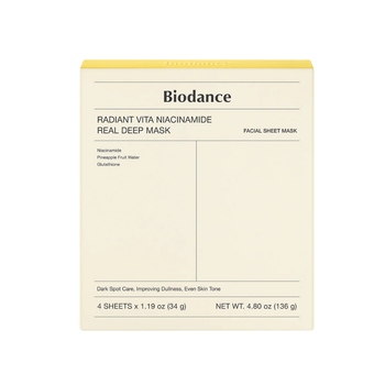 Biodance - Radiant Vita Niacinamide Real Deep Mask - Maseczka do twarzy o działaniu rozświetlającym - Zestaw 4szt/34g